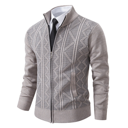 Herren Strickjacke mit modernem Zopfmuster Heidi-Mode