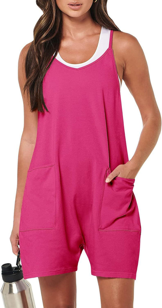 Damen sportlicher Jumpsuit mit praktischen Taschen und weitem Schnitt Heidi-Mode