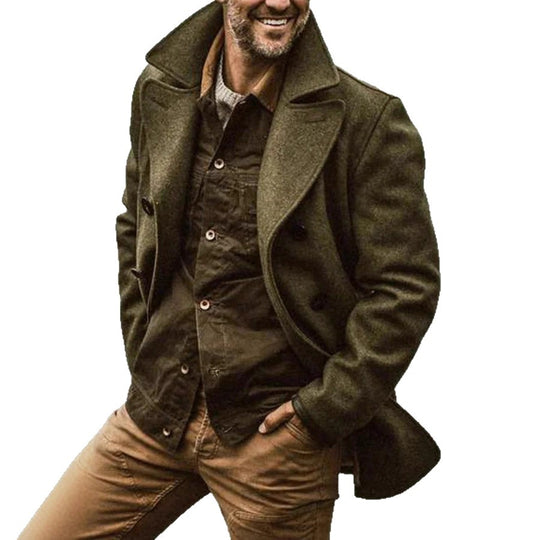 Herren stilvolle Wolljacke im doppelten Schnitt Heidi-Mode