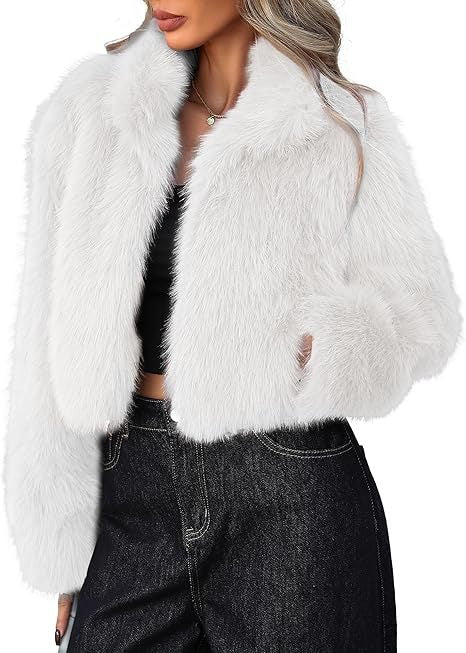 Damen Kurze Kunstpelzjacke mit weichem Fell und eleganter Silhouette Heidi-Mode