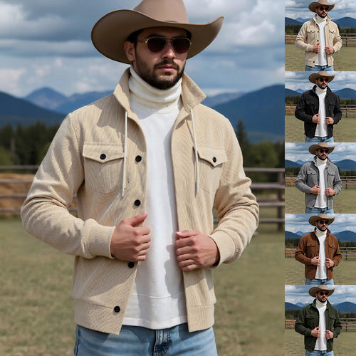Herren Cordjacke mit verstellbarem Kordelzug und praktischen Brusttaschen Heidi-Mode