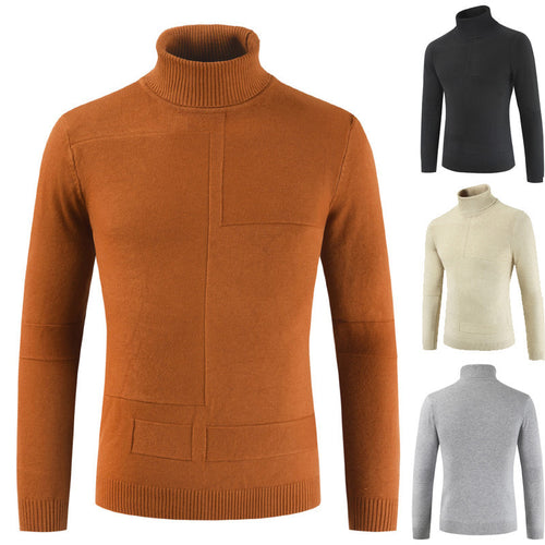 Herren Rollkragenpullover aus weichem Strickmaterial mit modernem Design Heidi-Mode