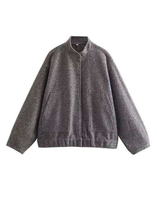 Damen Übergangsjacke mit modernem Stoffmix und praktischen Taschen Heidi-Mode