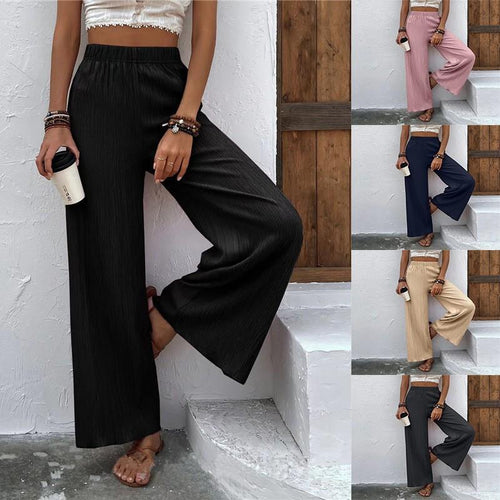 Damen Weite Plisséhose mit elastischem Bund und elegantem Fall Heidi-Mode