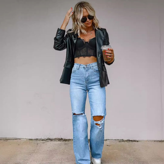 Damen Blazerjacke im modernen Oversize-Schnitt mit elegantem Look Heidi-Mode