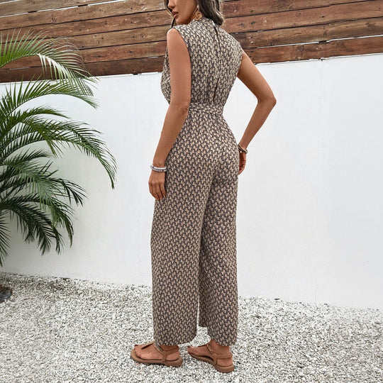 Damen eleganter Jumpsuit mit offenem Rücken und Taillengürtel Heidi-Mode