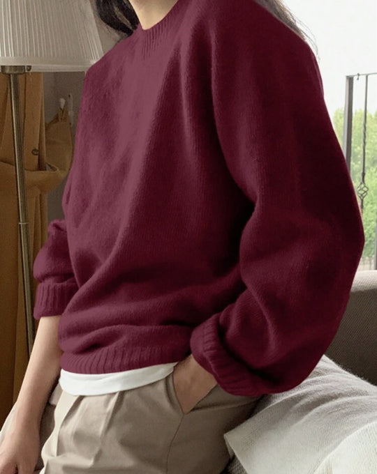 Damen Gemütlicher Rundhals-Pullover aus hochwertigem Stoff Heidi-Mode