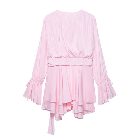 Damen elegantes Wickelkleid mit romantischem Rüschendesign Heidi-Mode