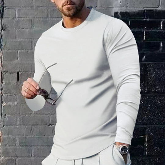 Herren hochwertiges Langarmshirt mit stylishem Rundhalsund und weicher Baumwollmischung Heidi-Mode