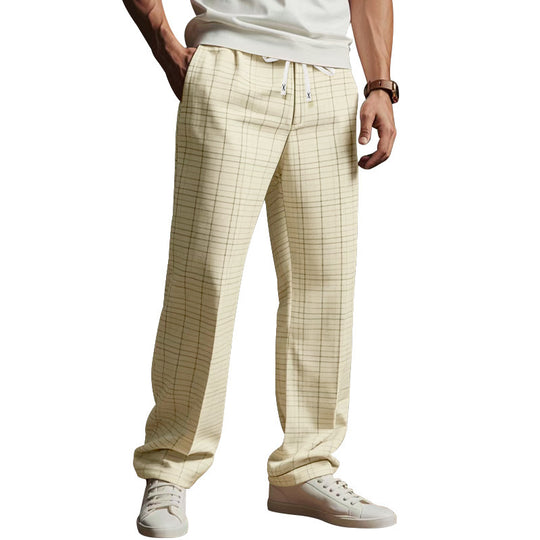 Herren Karierte Freizeit-Hose mit elastischem Bund und praktischen Taschen Heidi-Mode