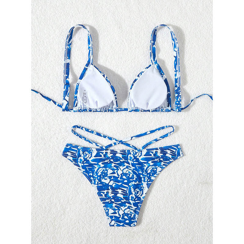 Damen Bikini-Set mit kreativem Muster und sexy Schnürdetails Heidi-Mode