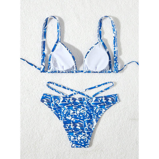 Damen Bikini-Set mit kreativem Muster und sexy Schnürdetails Heidi-Mode