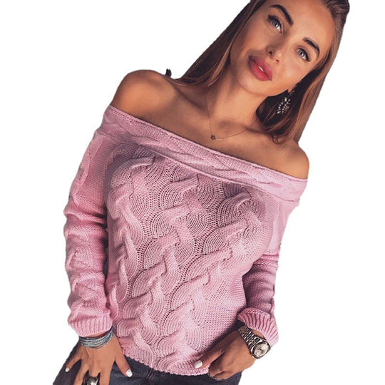 Damen lässiger Strickpullover mit romantischem Zopfmuster Heidi-Mode