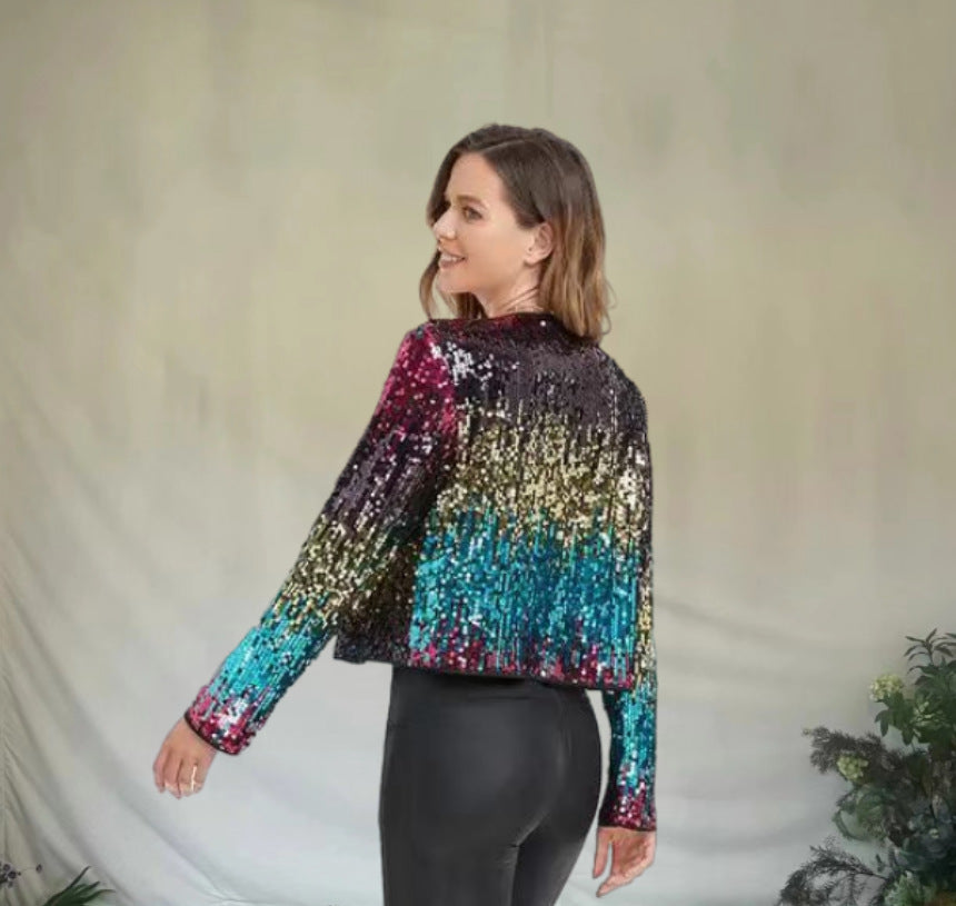 Damen Glitzernde Paillettenjacke mit modischem Schnitt Heidi-Mode