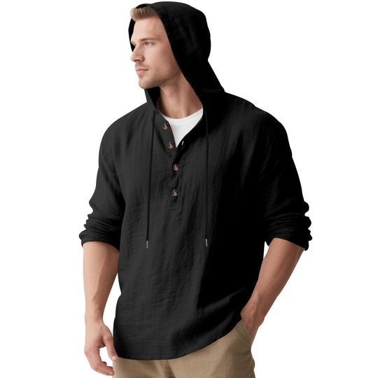 Herren Kapuzenshirt mit Knopfleiste und lässigem Schnitt Heidi-Mode