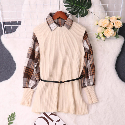 Damen Modischer Pullunder mit Hemd-Details Heidi-Mode