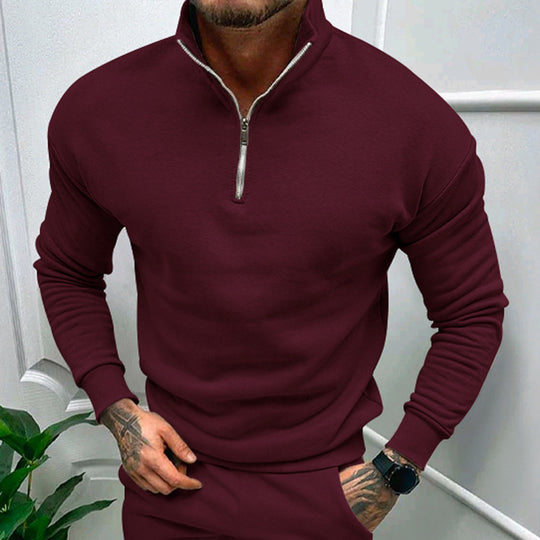 Herren Sweatshirt mit Stehkragen und Reißverschluss Heidi-Mode