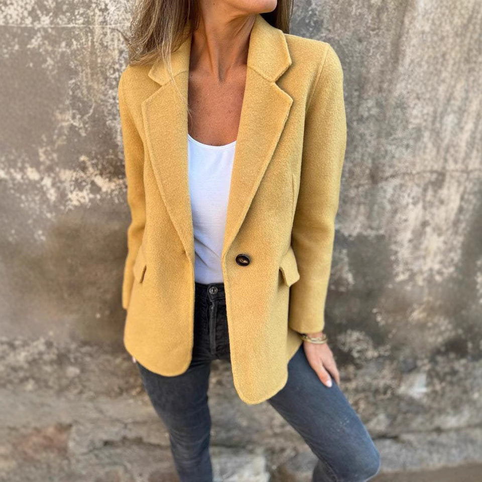 Damen elegante Wolljacke mit doppeltem Knopf Heidi-Mode