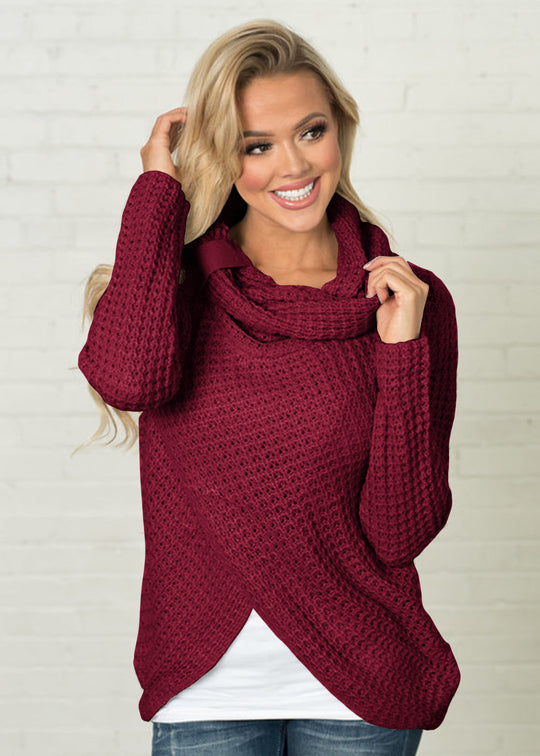Damen Strickjacke mit asymmetrischem Verschluss und komfortablem Kragen Heidi-Mode