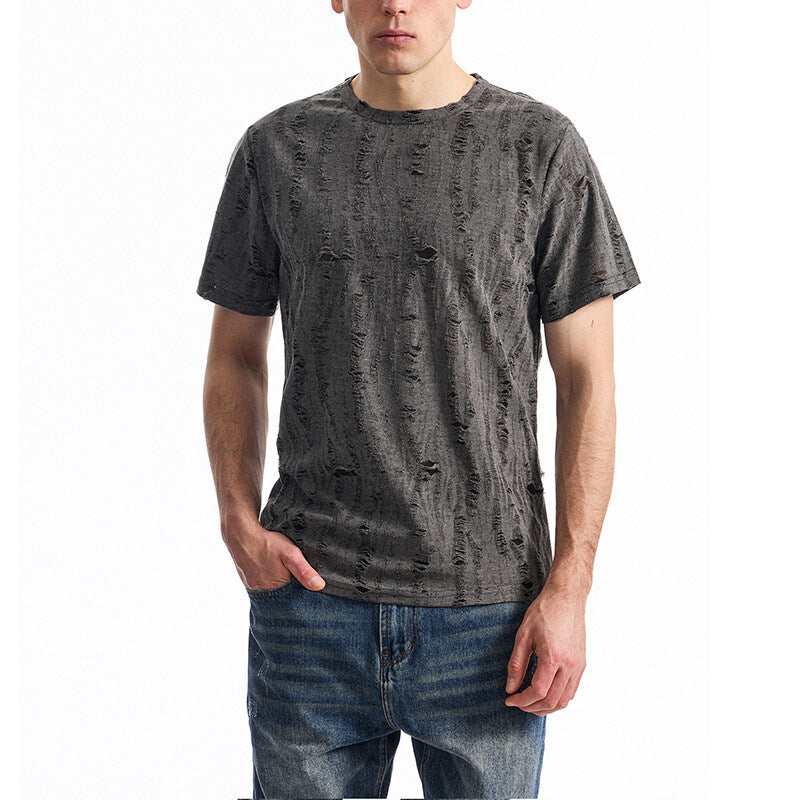 Herren T-Shirt mit einzigartigem Design und strukturierten Stoff Heidi-Mode