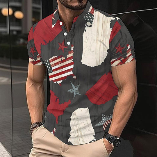 Herren Kurzarm-Hemd mit einzigartigem Länder-Design Heidi-Mode