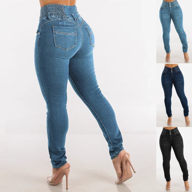 Damen Skinny Jeans mit hohem Komfortbund Heidi-Mode