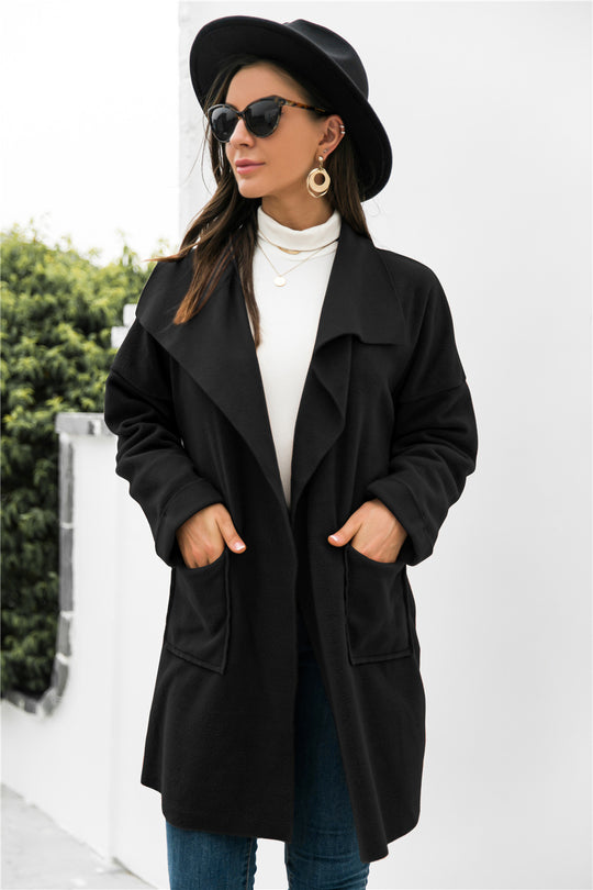 Damen Übergangsjacke mit tiefem Revers und praktischen Taschen Heidi-Mode