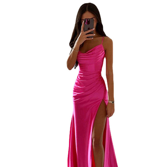 Damen Elegantes Abendkleid mit Raffungen und hohem Split Heidi-Mode