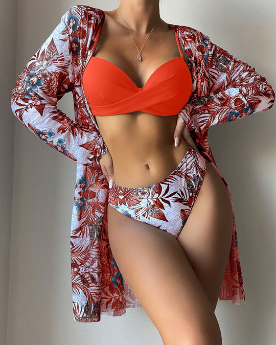 Femme Stylisches Bedrucktes Bikini- und Cover-Up-Set Heidi-Mode