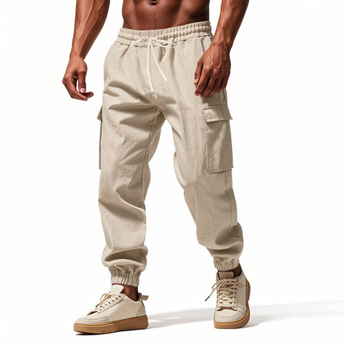 Herren Cargo-Trainingshose mit elastischem Bund und praktischen Seitentaschen Heidi-Mode