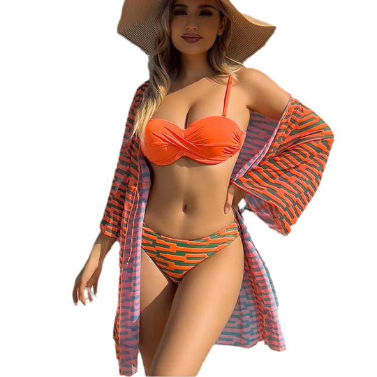 Damen Bikiniset mit raffiniertem Wickel-Design und modischem Kimono Heidi-Mode