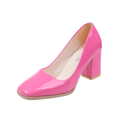 Damen elegante Pumps mit quadratischer Zehenkappe und hohem Blockabsatz Heidi-Mode