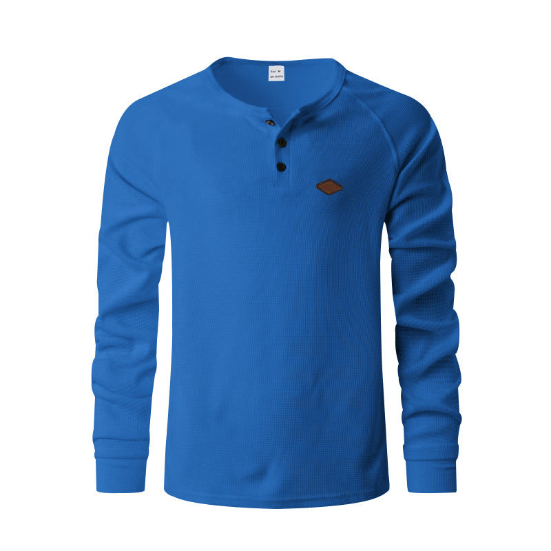 Herren Langarmshirt mit Knopfleiste und Struktur Heidi-Mode