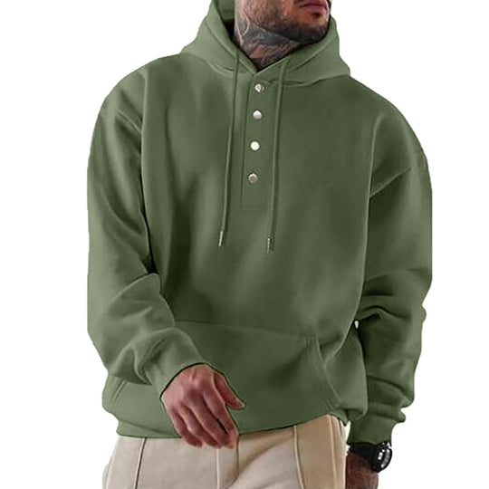 Herren Kapuzenpullover mit modischen Druckknöpfen Heidi-Mode