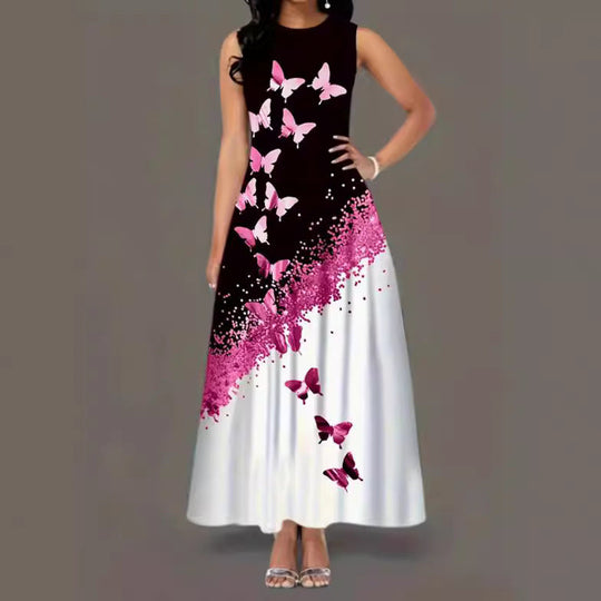 Heidi-Mode | Rundhals-Träger A-Linien Lang Kleid