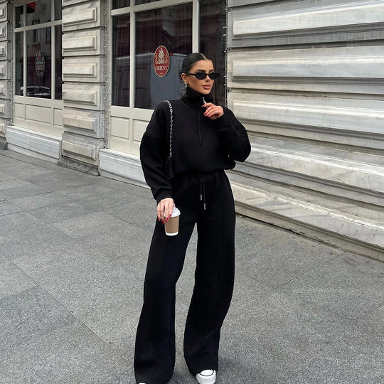 Damen lässiges Sweatshirt und weite Jogginghose Set Heidi-Mode