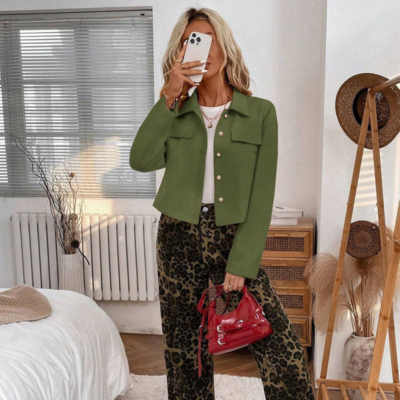 Damen modische Jacke mit strukturierten Stoff und praktischen Taschen Heidi-Mode