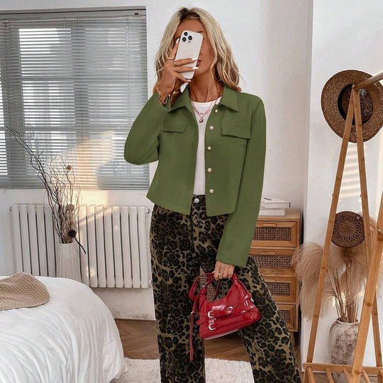 Damen modische Jacke mit strukturierten Stoff und praktischen Taschen Heidi-Mode