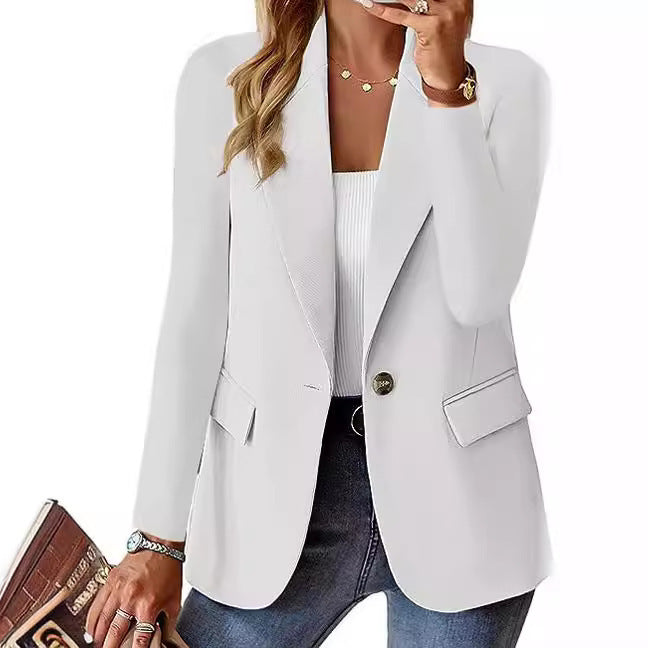 Damen Eleganter Casual Blazer mit modernen Taschen und dezentem Knopf Heidi-Mode