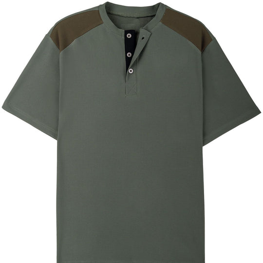 Herren Poloshirt mit strukturiertem Henley-Ausschnitt und Kontrastdetails Heidi-Mode