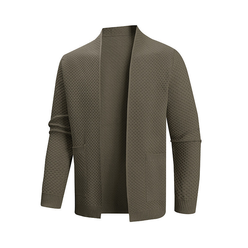 Herren Strickjacke mit offenem Kragen Heidi-Mode