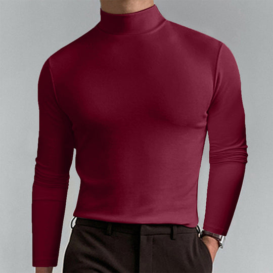 Herren Elegantes Langarm-T-Shirt mit hohem Kragen Heidi-Mode