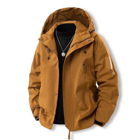 Herren Outdoor- und Freizeitjacke mit verstellbarem Kapuzenkragen und praktischen Taschen Heidi-Mode