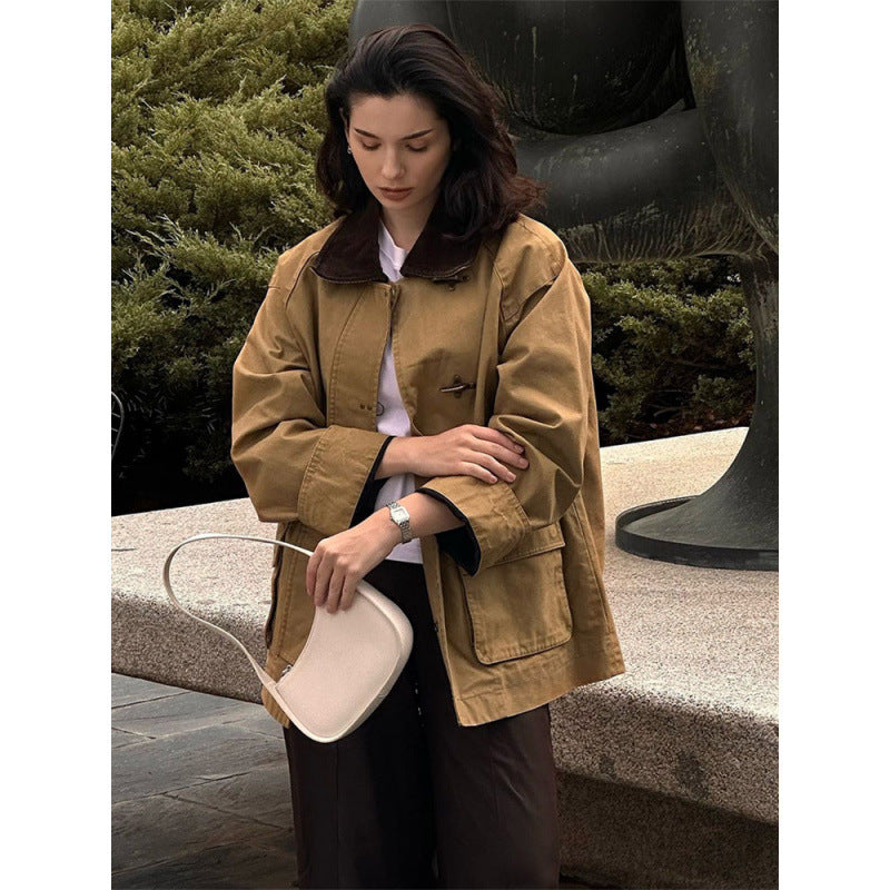 Damen Utility-Jacke mit klassischem Schnitt und hohem Kragen Heidi-Mode