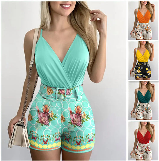 Damen Overall mit floralem Design und tailliertem Schnitt Heidi-Mode
