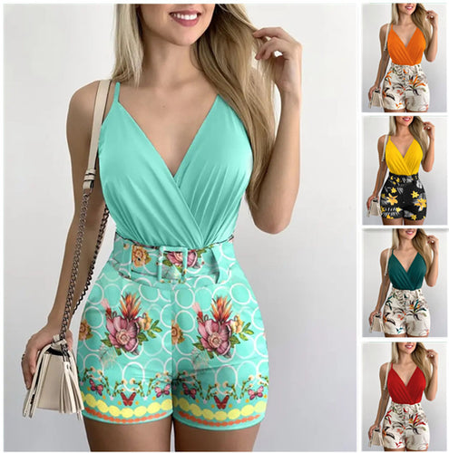 Damen Overall mit floralem Design und tailliertem Schnitt Heidi-Mode