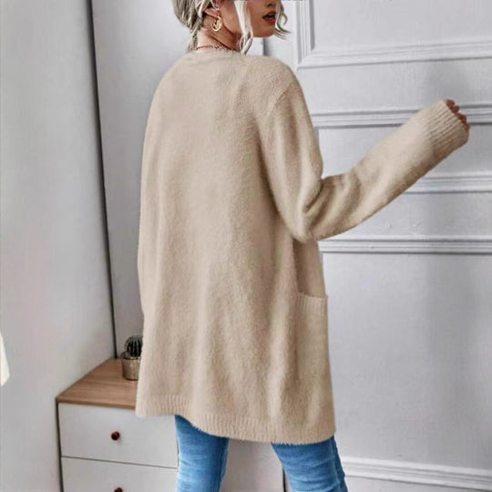 Damen Flauschiger Offener Cardigan aus weichem Material Heidi-Mode