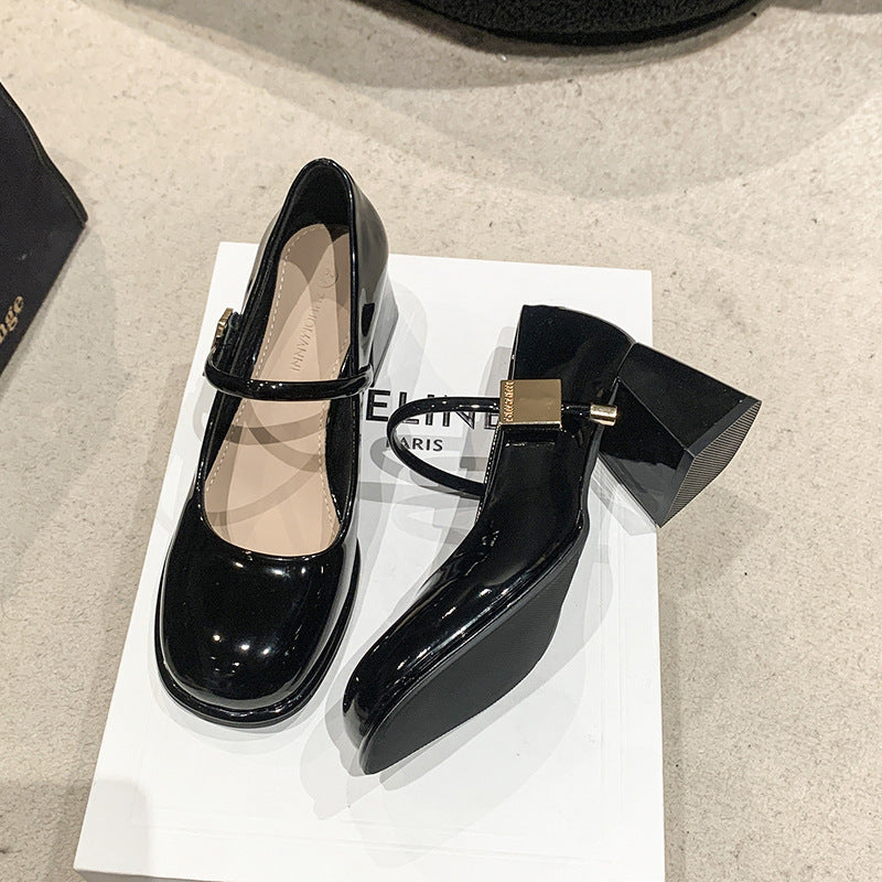 Damen Elegante Mary Jane Pumps mit Blockabsatz und modischem Riemen Heidi-Mode