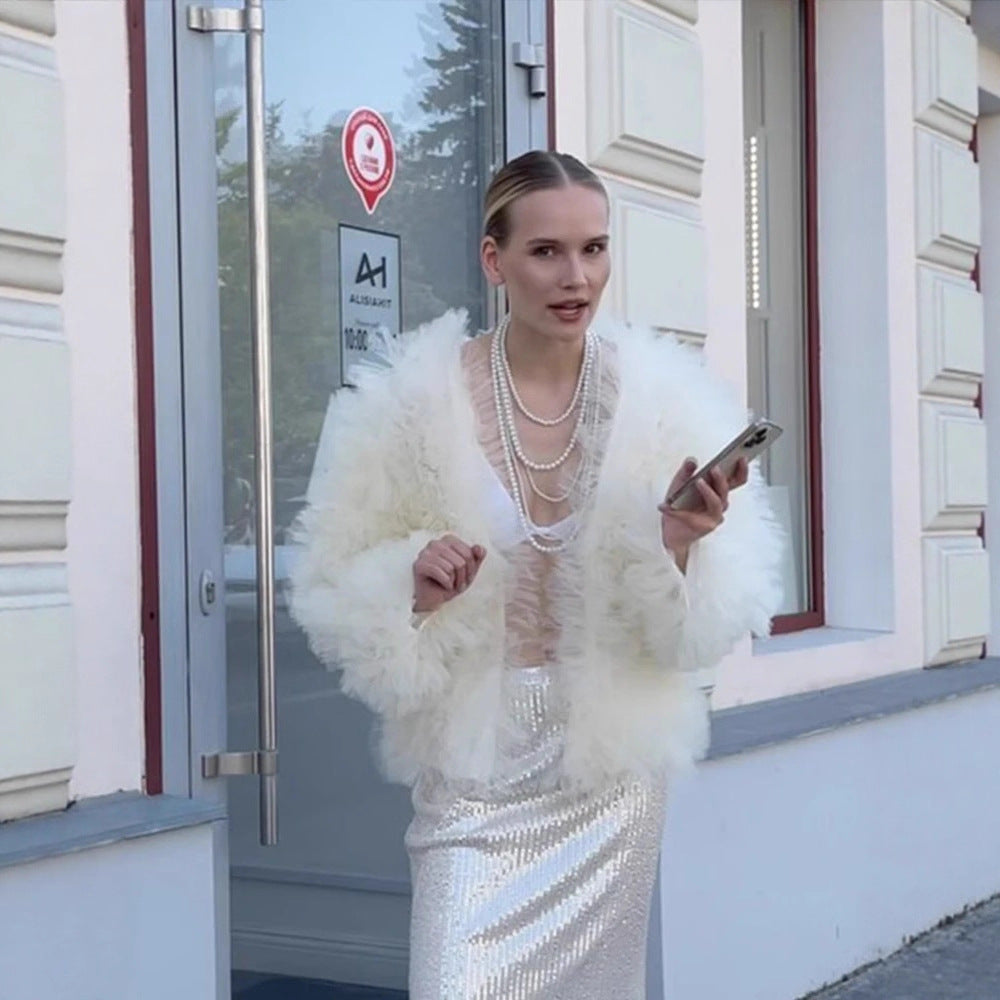 Damen Voluminöse Tülljacke Heidi-Mode