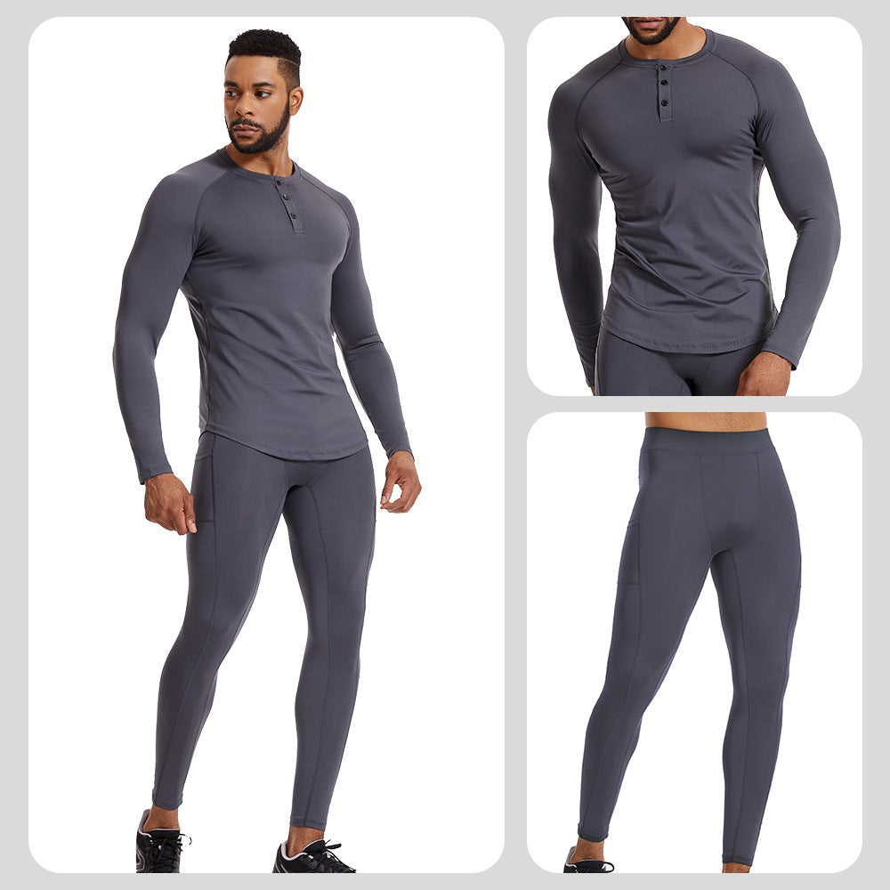 Herren Funktionsshirt mit bereichsspezifischen Nähten und Kompressions-Leggings Heidi-Mode